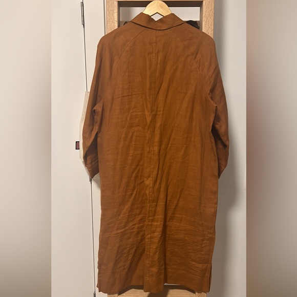 Beaton Linen Ragland Coat Dress in rust - Picture 5 of 9